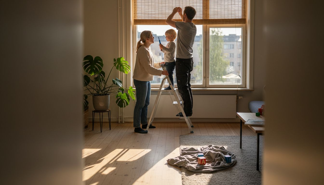 Perhe asentamassa ekologisia bambukaihtimia parvekkeelle