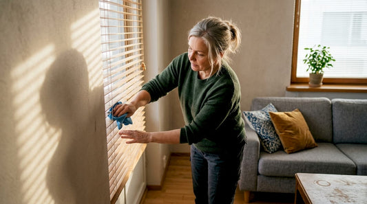 Kodikkaassa olohuoneessa puhdistetaan sälekaihtimia.